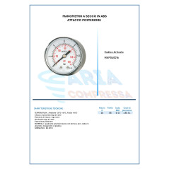 MANOMETRO ABS D.40 1/8" POST. 0-12 BAR